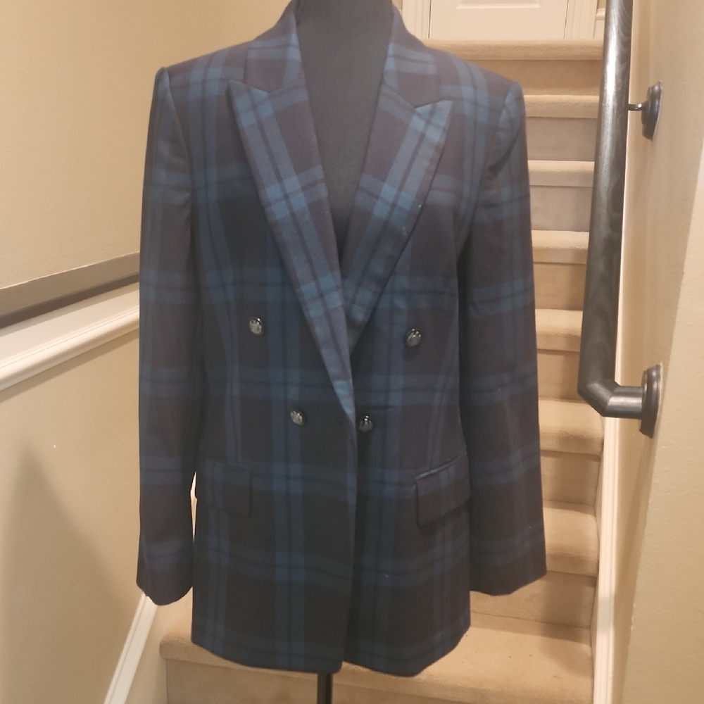 NWT Antonio Melani Green And Black Reagan Plaid Blazer Size 12